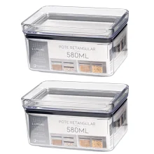 Kit 2 Potes Hermético Retangular 580ml Paramount
