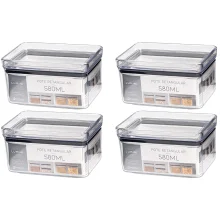 Kit 4 Potes Hermético Retangular 580ml Paramount
