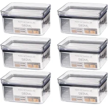 Kit 6 Potes Hermético Retangular 580ml Paramount