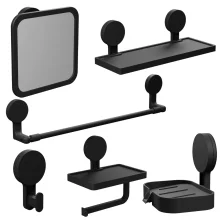 Kit Completo Para Banheiro Sem Furo 6 Peças Preto Fosco Astra