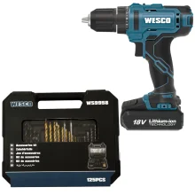 Parafusadeira Furadeira 2 Baterias 18V WS2390K2 + Kit c/125 peças WS9958 Weso
