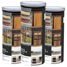 Pote Hermético Redondo Para Mantimentos 2,2l Kit com 3