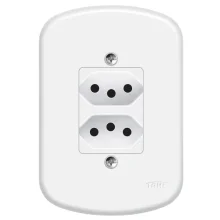 2 Tomadas 2P+T 10A/250v Distanciadas Blanc Ref 1353 Fame