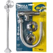 Válvula Para Mictório Cromado Com Canopla e Flexível 30cm Blukit
