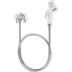 Kit Ducha Higiênica Completo Gatilho Branco Com Crivo Cromado Blukit