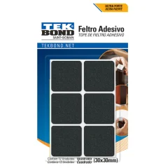 Feltro Adesivo Quadrado 30mm Preto c/ 12 unidades Tekbond
