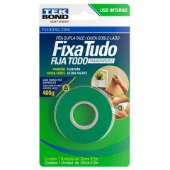 Fita Dupla Face Transparente 12mm x 2m TekBond Uso Interno