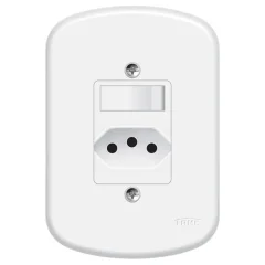 Interruptor 1 Tecla Simples 10A/250v e 1 Tomada 2P+T 20A/250v Blanc Ref 1358 Fame