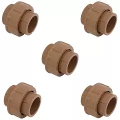 Kit União Soldável PVC Para Água Fria 25mm Marrom C/ 5 peças Krona