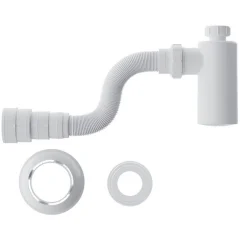 Sifão Sanfonado Com Copo Para Lavátorio PVC Branco Blukit