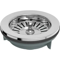 Válvula De Escoamento Para Pia Americana Com Aba de Aço Inox 4.1/2"x1.1/2" Blukit