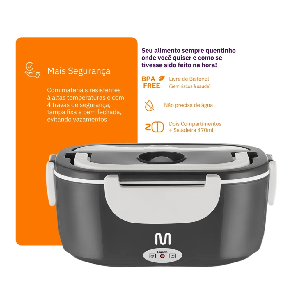 Aquecedor de Alimentos Gourmet com Cabo Veicular 60W 1 Litro CE271 Multilaser