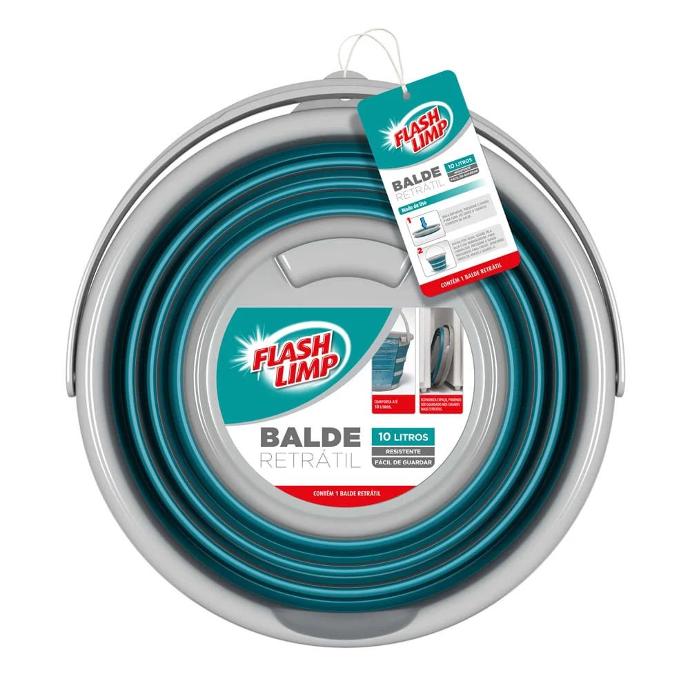 Balde Retrátil 10 Litros Verde RET3505 Flashlimp