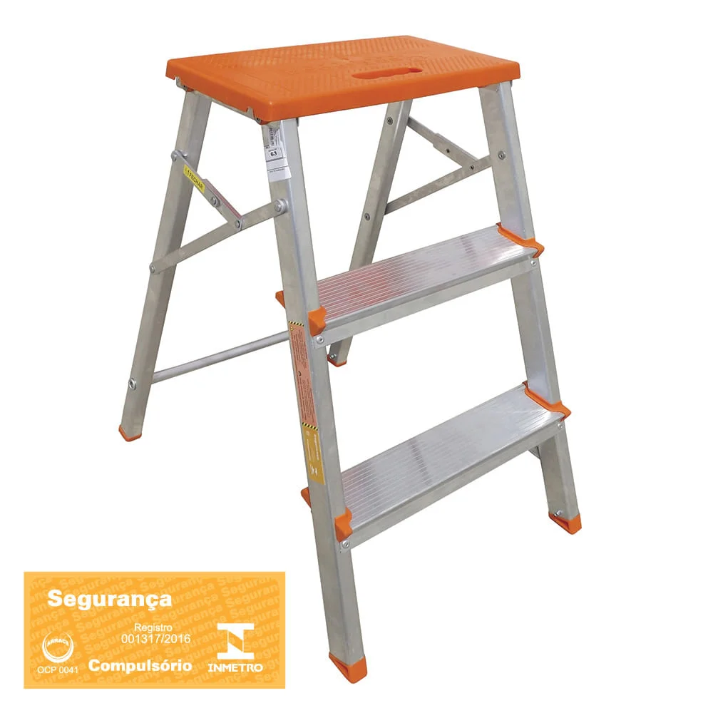 Banco Escada de Alumínio 3 Degraus ESC0071 Botafogo
