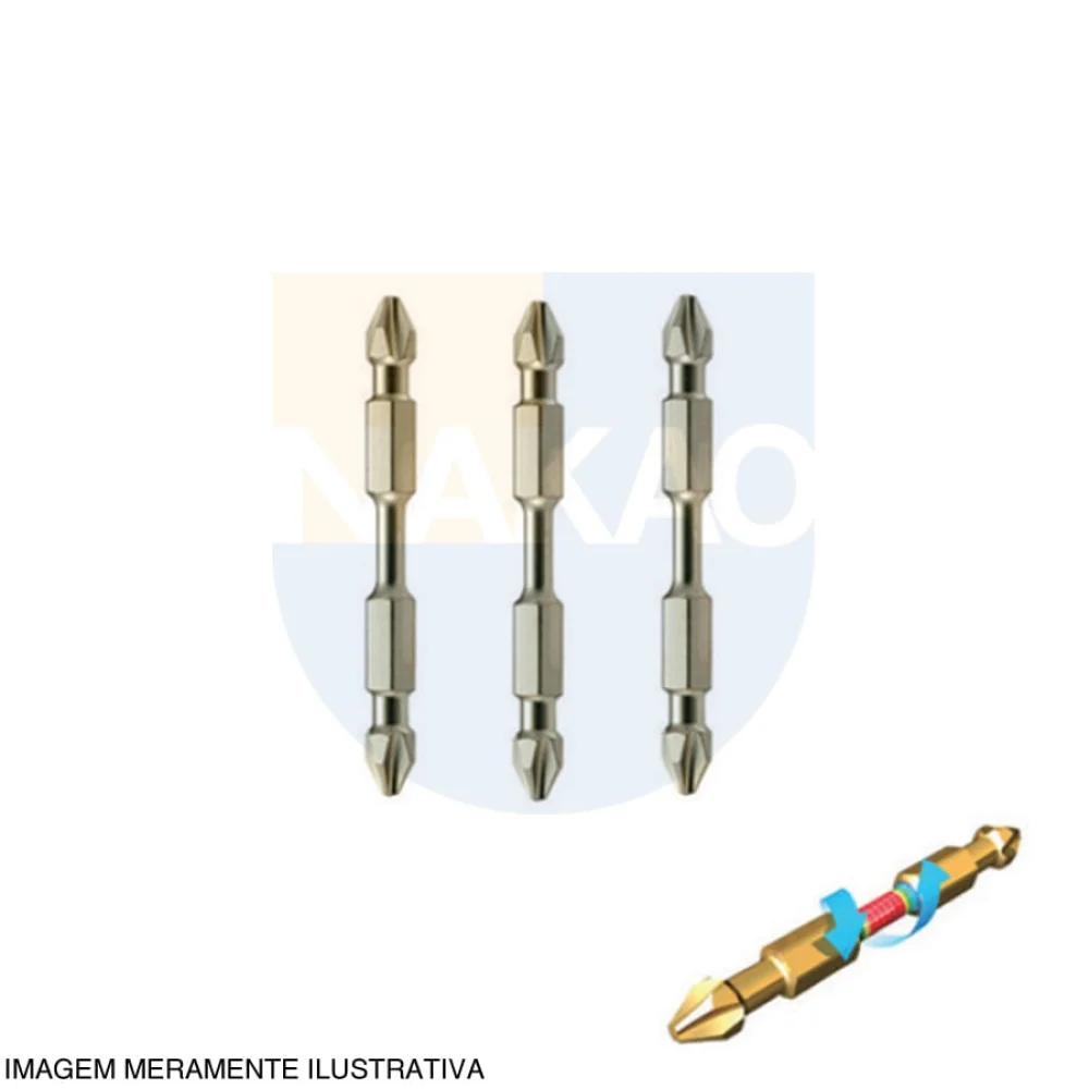 Bit de Torção Ponta Dupla PH2 65mm Impact Gold B-45135 Makita 3 Peç