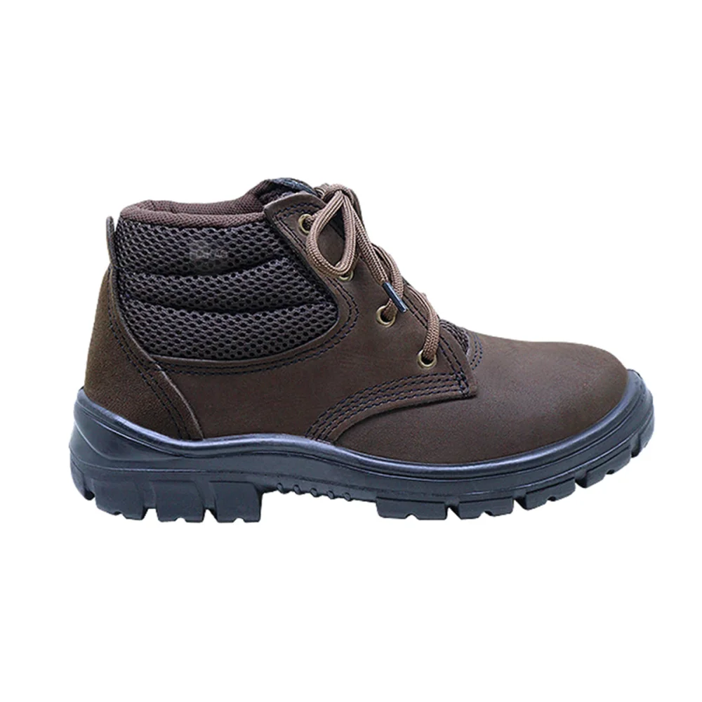 Bota de Amarrar Nobuck Bico Plástico Marrom Imbiseg