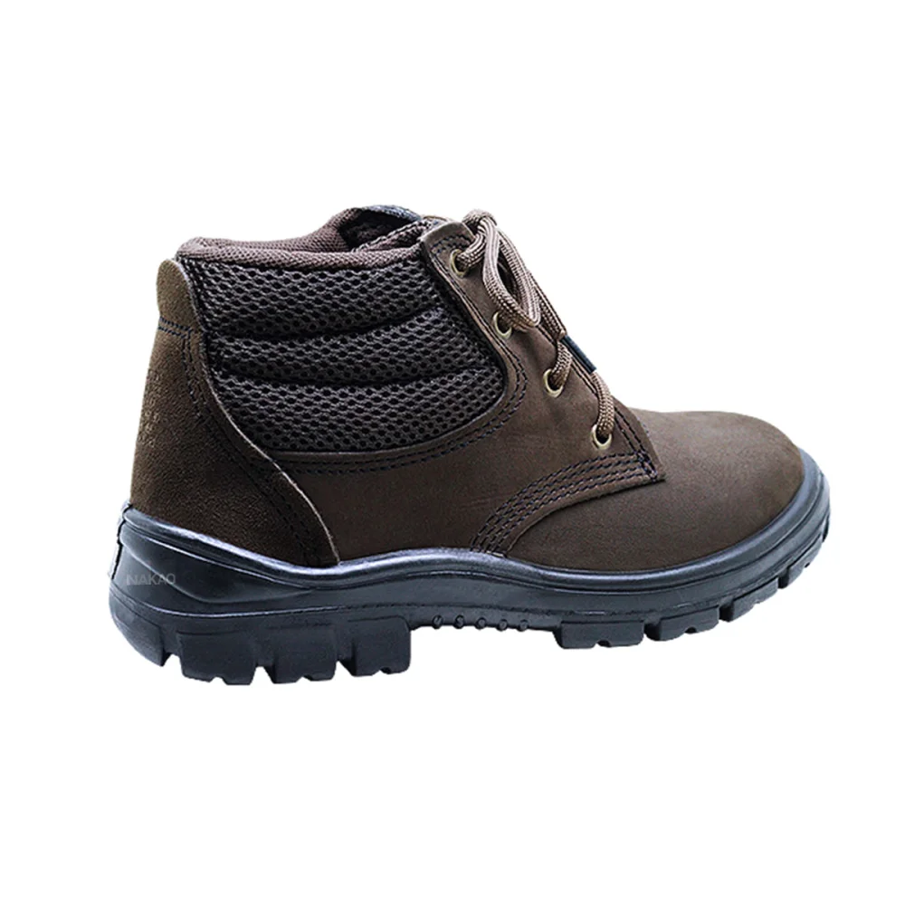 Bota de Amarrar Nobuck Bico Plástico Marrom Imbiseg