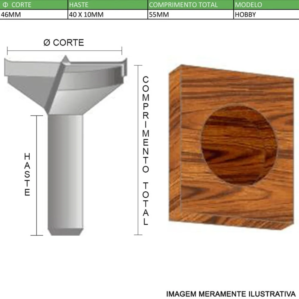 Broca para Dobradiça 46x55mm 2346001.05 Radix