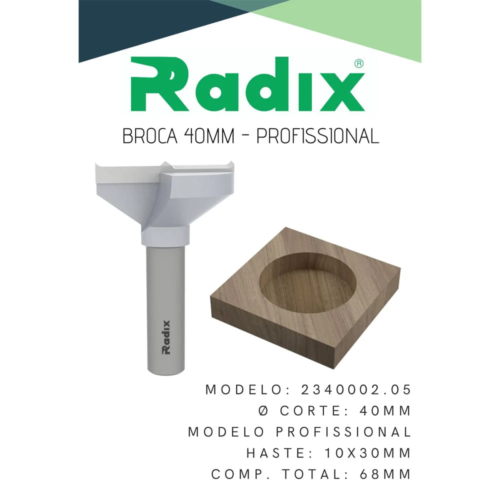 Broca para Dobradiç 40x68mm com Riscador Separado 2340002.05 Radix