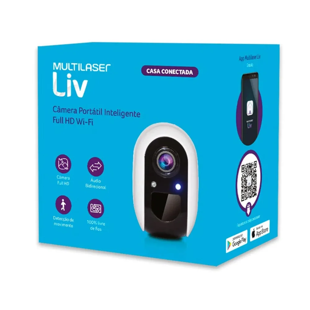 Câmera Portátil Inteligente Full HD Wi-Fi à Bateria SE227 Multilaser