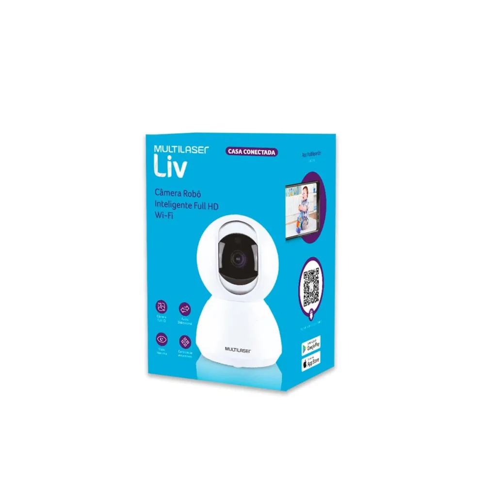 Câmera Robô Inteligente Full HD Wi-Fi com Rotação 360º Liv SE221 MultiLaser