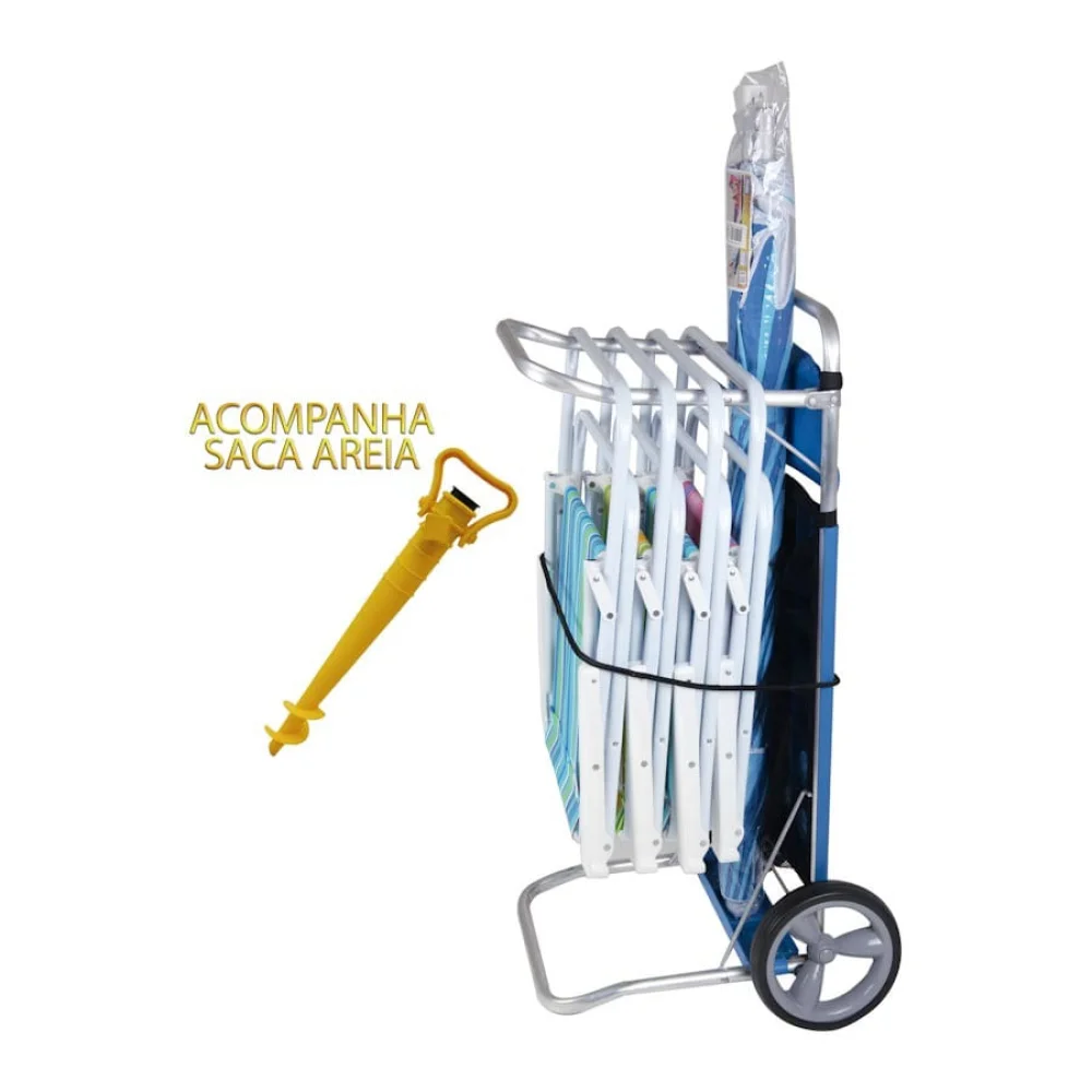 Carrinho de Praia com Rede e Saca Areia 002493 Mor Azul