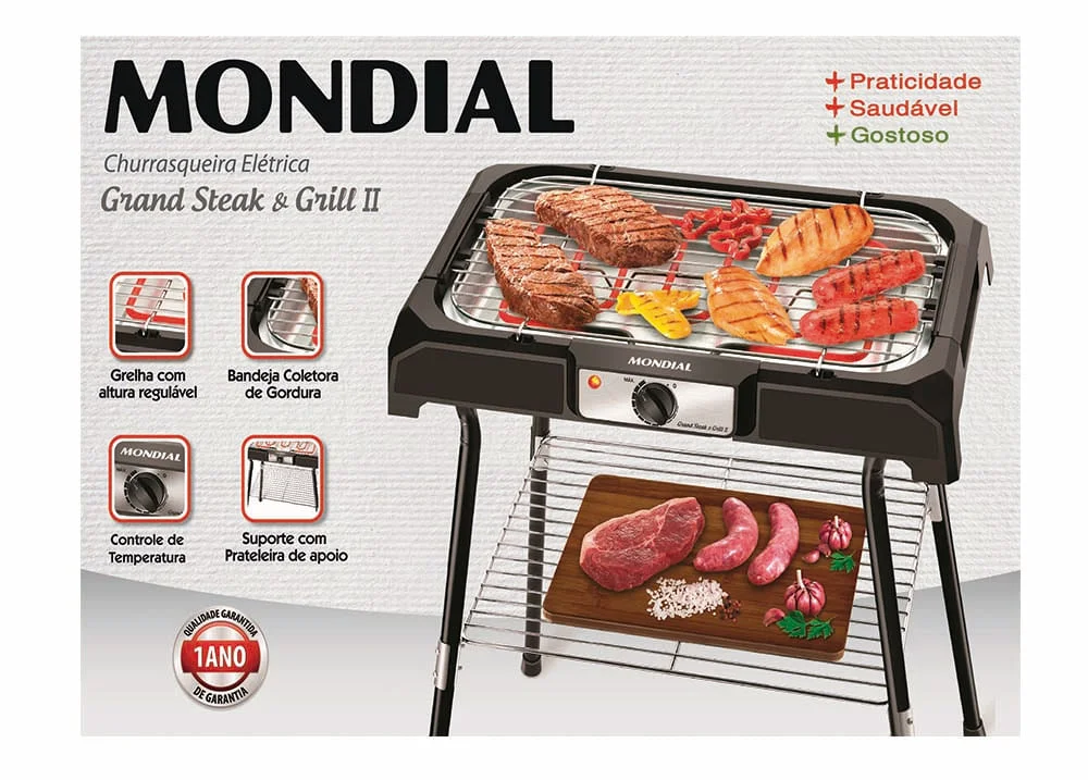 Churrasqueira Elétrica Grand Steak & Grill 2000 Watts II CH-06 6890-01 Mondial
