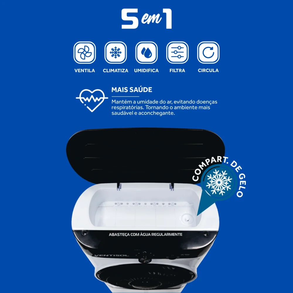 Climatizador de Ar 9 Litros 65W CLI09-01 Branco/Preto 127V Ventisol