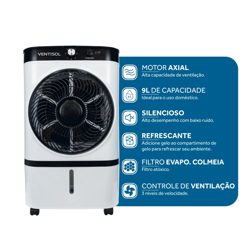 Climatizador de Ar 9 Litros 65W CLI09-01 Branco/Preto 220V Ventisol