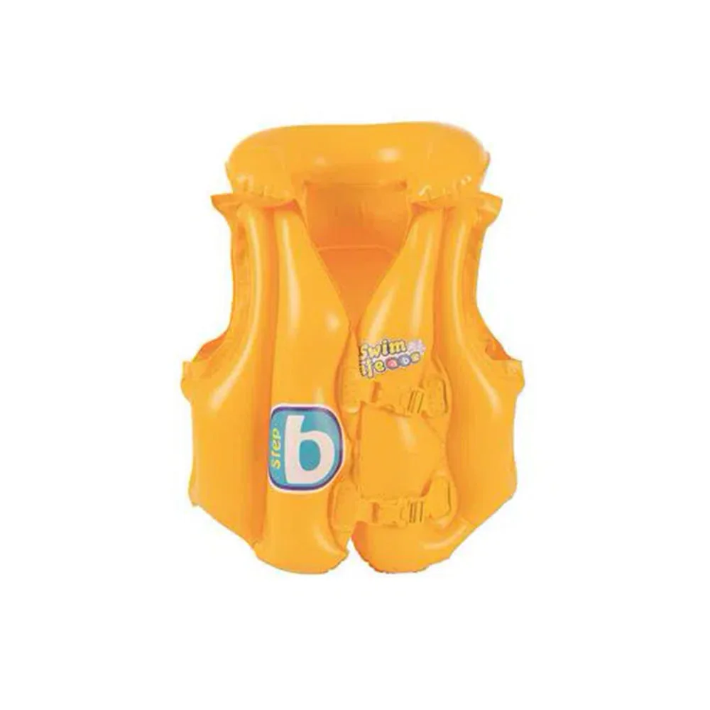 Colete Inflável Infantil Swim Safe com Encosto para Cabeça 120120 Bestway Amarelo