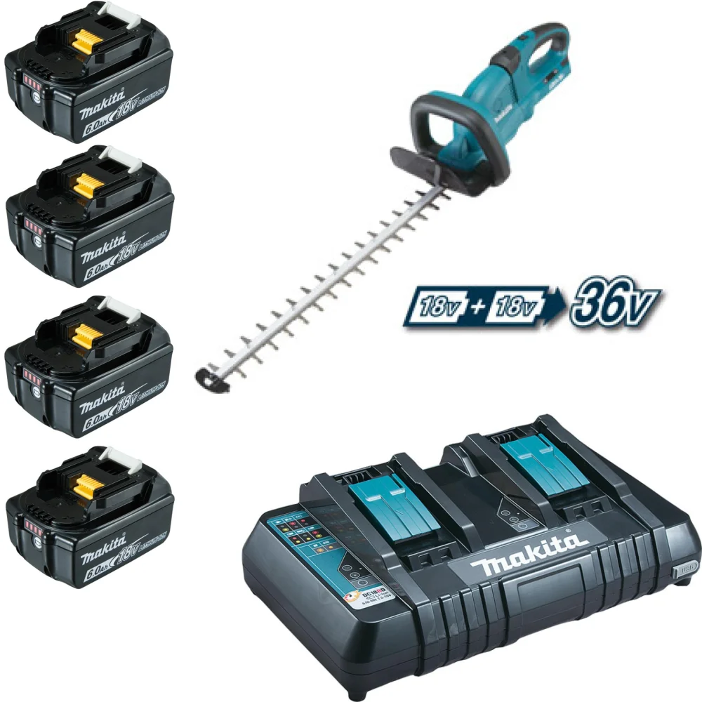 Combo Aparador de Cerca 4Baterias 5AH Carregador e MacPack DUH651Z-KIT127 Makita 110 Volts