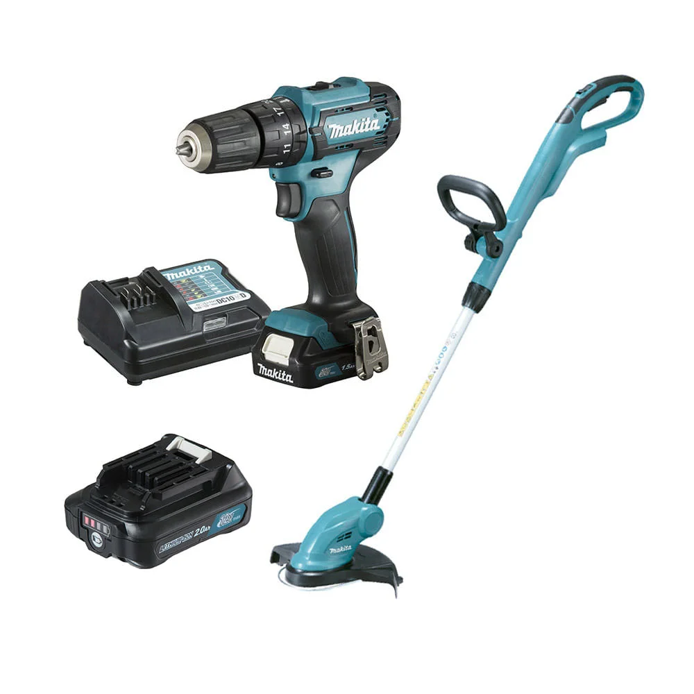 Combo Parafusadeira e Furadeira 12V e Aparador Grama e 2 Baterias Makita