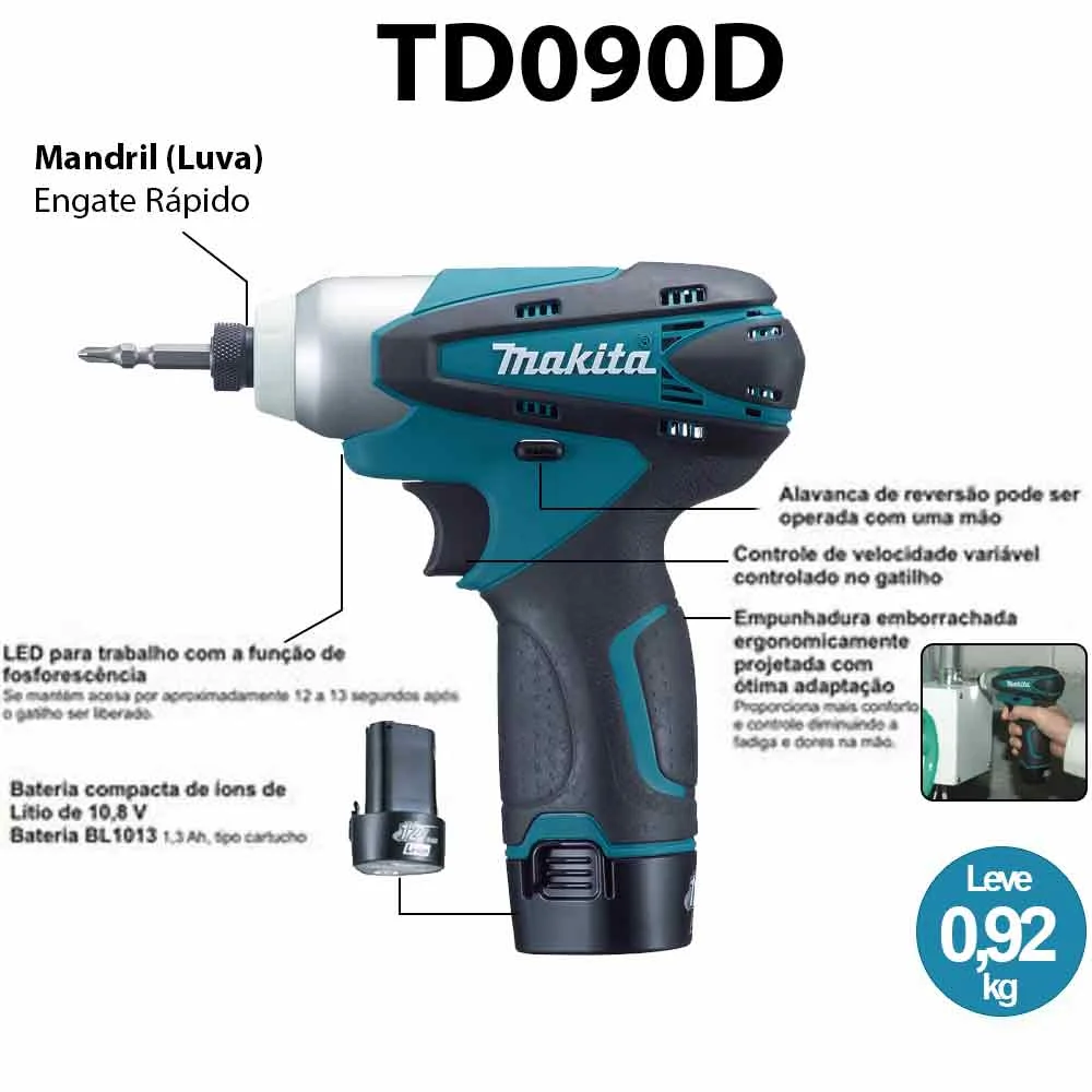 Combo Parafusadeira e Furadeira de Impacto à Bateria 12V LCT204 Makita