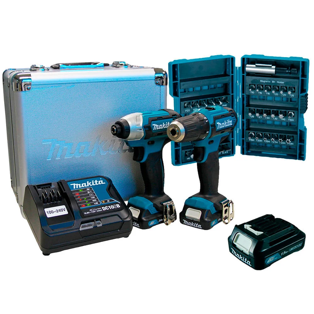 Combo Parafusadeira e Furadeira DF331D e TD110D e Kit de Bits CLX224SAX P Makita