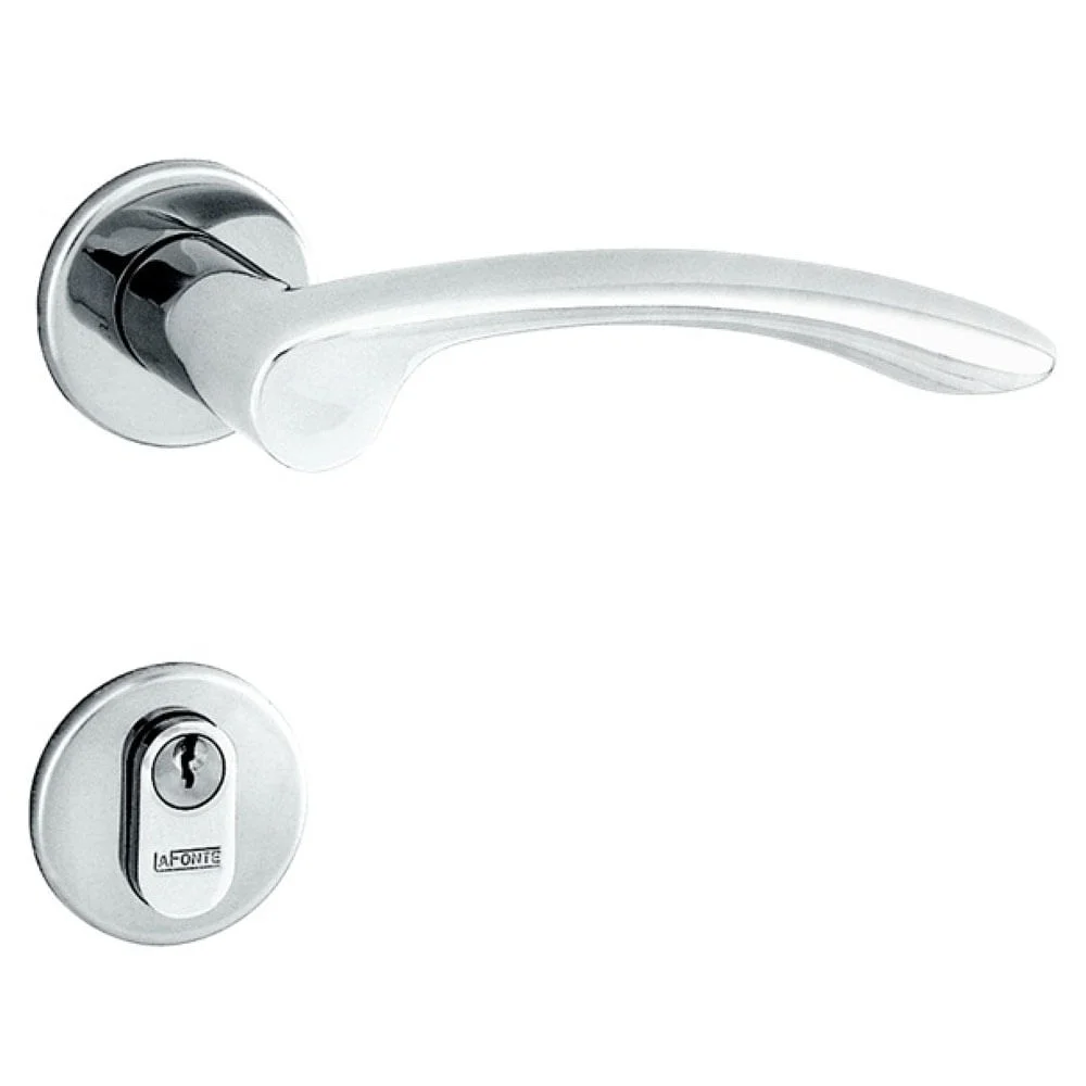 Conjunto 6239 de Fechadura Externa e Maçaneta ST2 55 R303 Cromado Acetinado - La Fonte - 21240028 Conjunto 6239 de Fechadura Externa e Maçaneta ST2 55 R303 Cromado Acetinado - La Fonte - 21240028