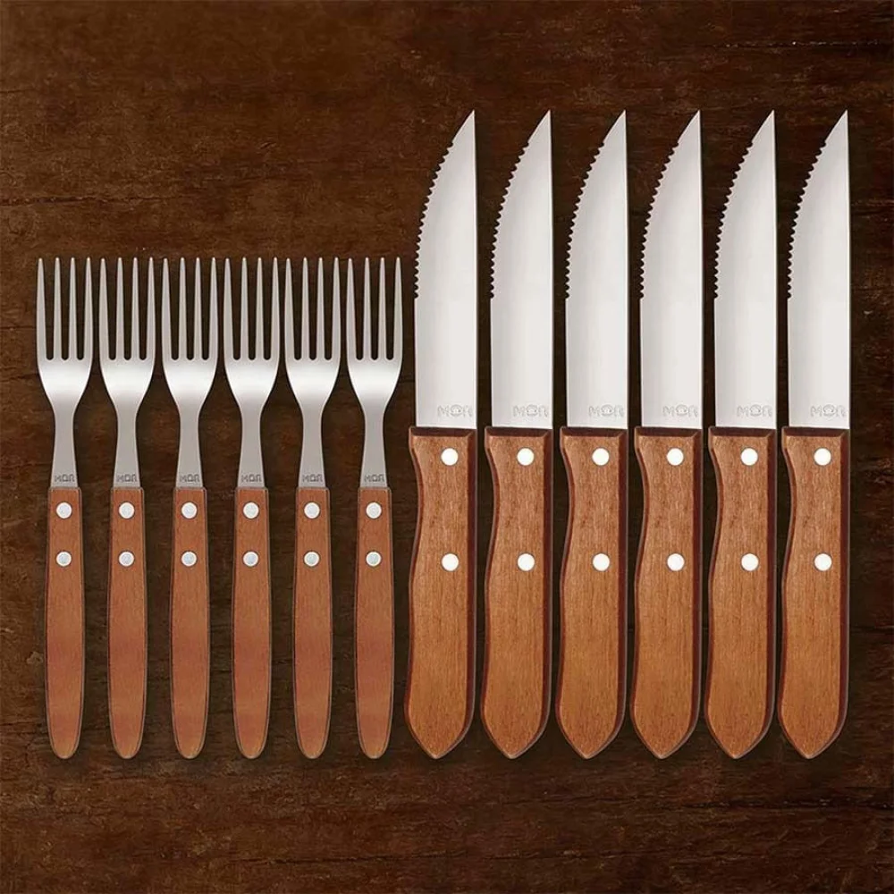 Conjunto Churrasco Garfo e Faca 12 Peças 003931 Mor