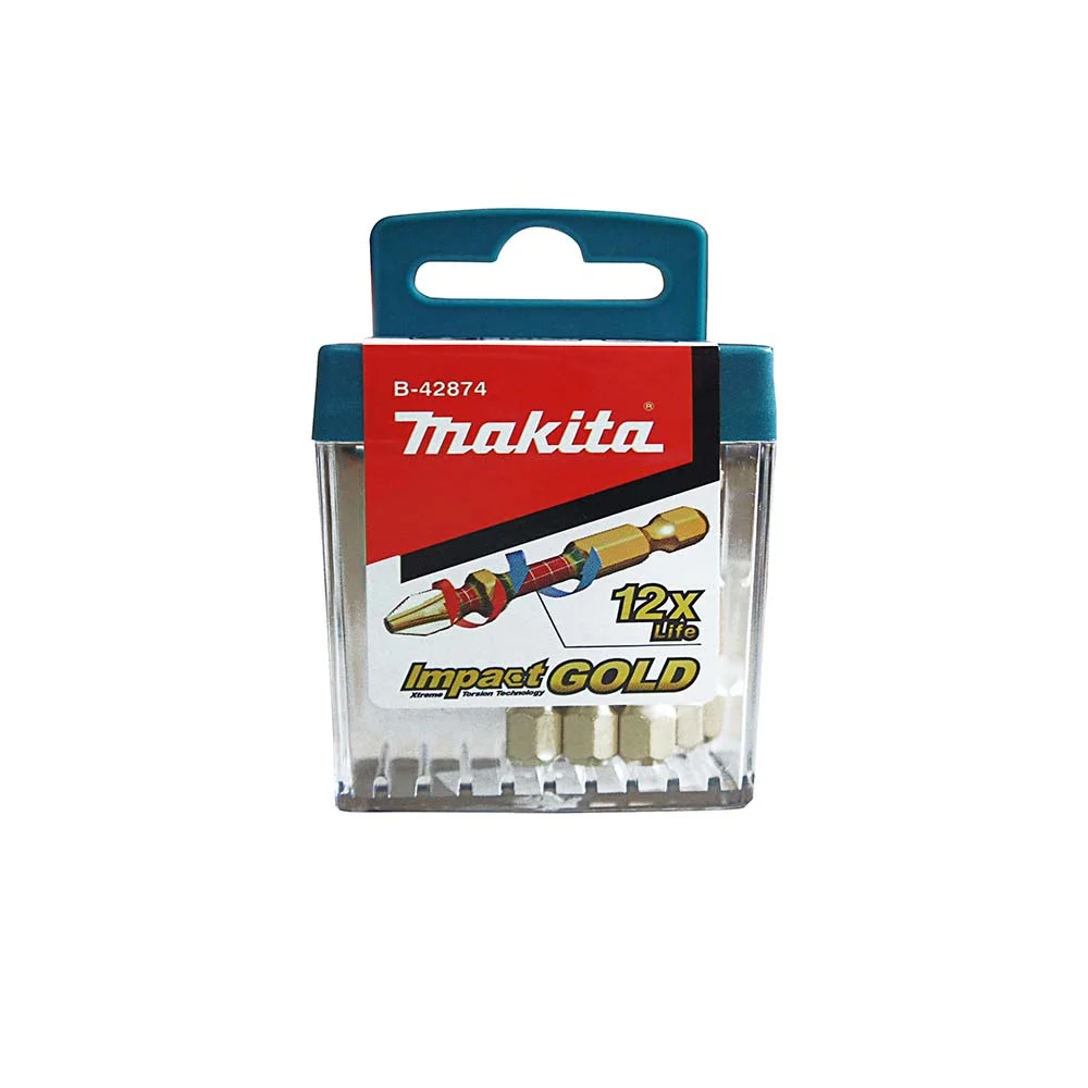 Conjunto de 10 Bits de Torção PH2 x 50mm Impact Gold B-42874 Makita