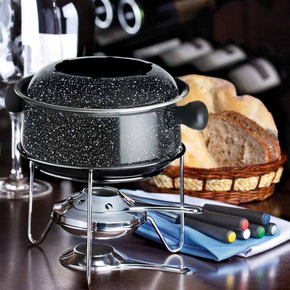 Conjunto de Fondue Médio Caçarola 095 L 10 Peç Colorstone Preto HH7814 Euro
