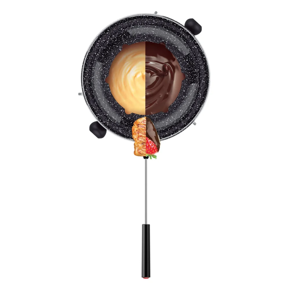 Conjunto de Fondue Pequeno Caçarola 085L 10 Peç Colorstone Preto HH7802 Euro