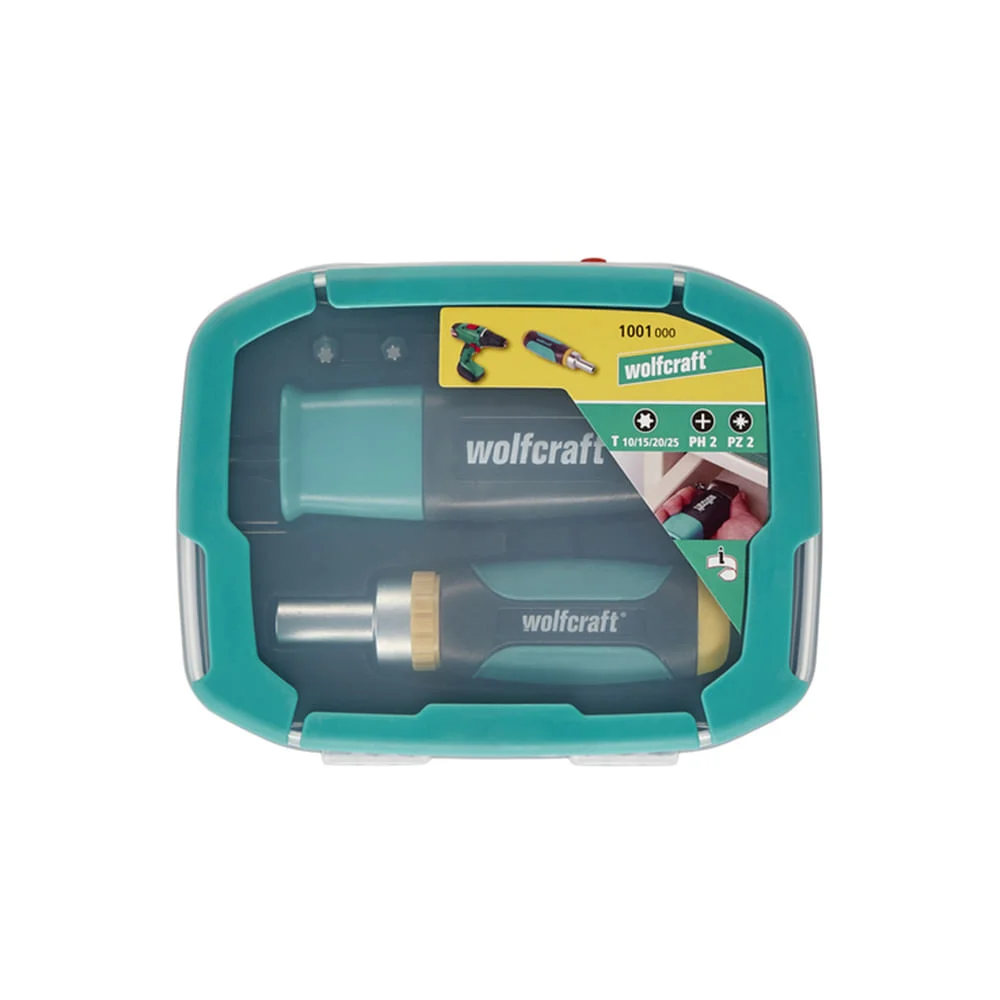 Conjunto de Parafusar Gavetas Manual e Angular e Bits 100100 Wolfcraft