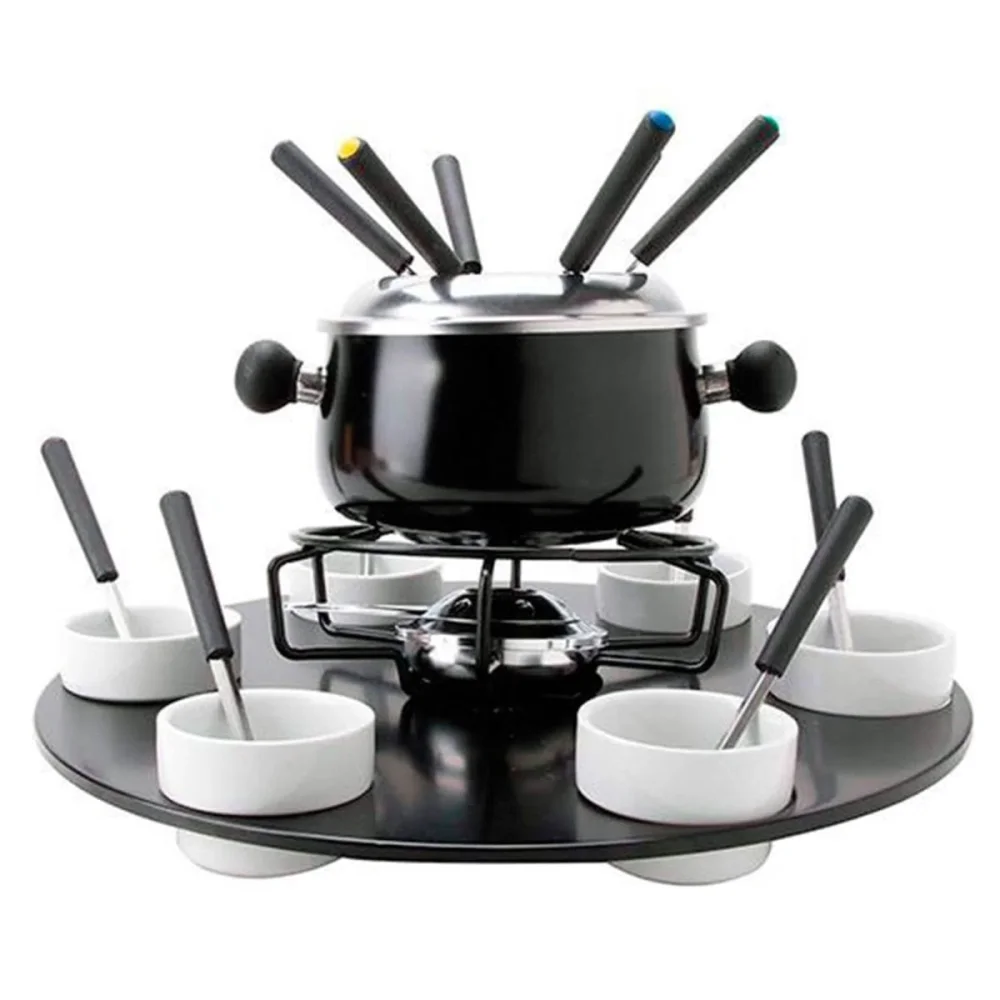 Conjunto Fondue Base Giratória Caçarola 175L com 23 Peç Preto HH7836 Euro