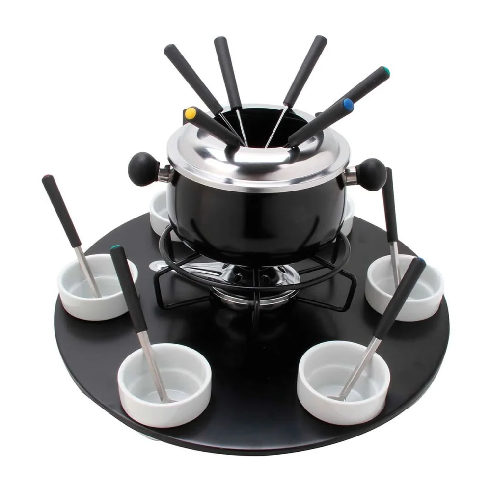 Conjunto Fondue Base Giratória Caçarola 175L com 23 Peç Preto HH7836 Euro
