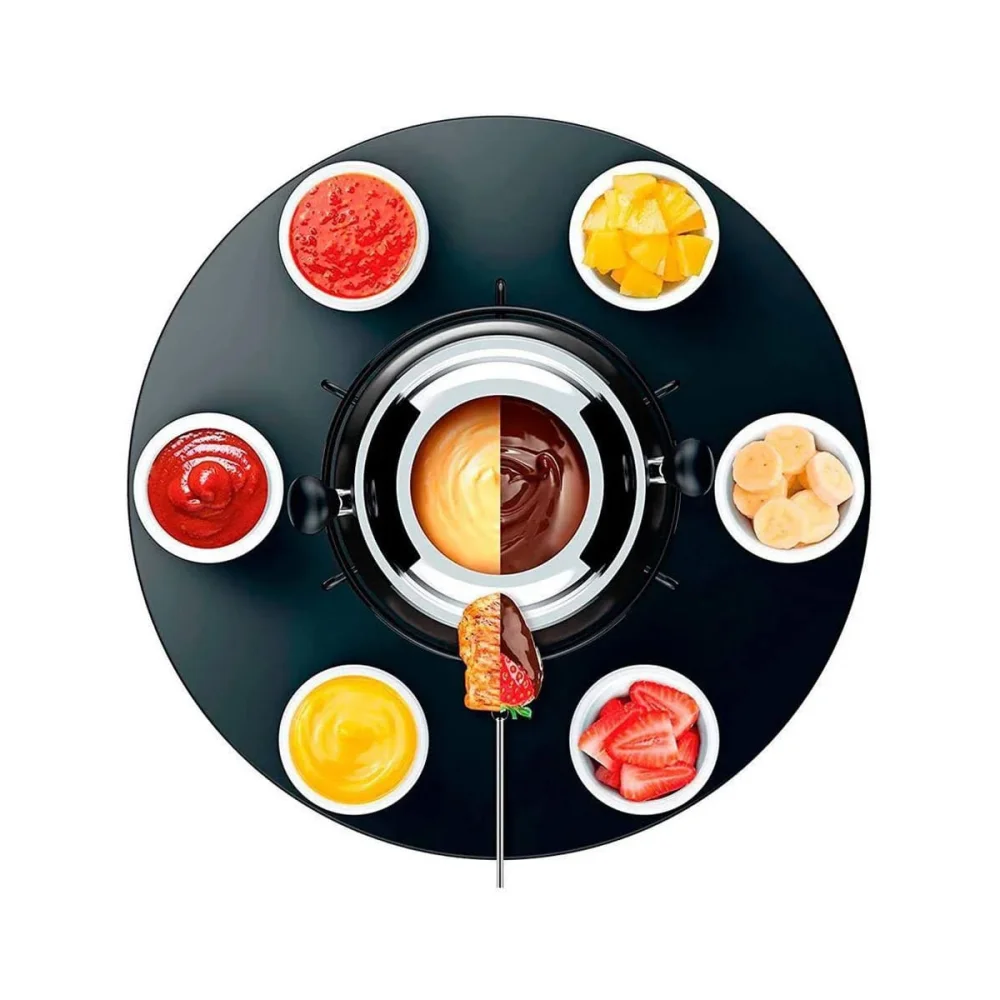 Conjunto Fondue Base Giratória Caçarola 175L com 23 Peç Preto HH7836 Euro