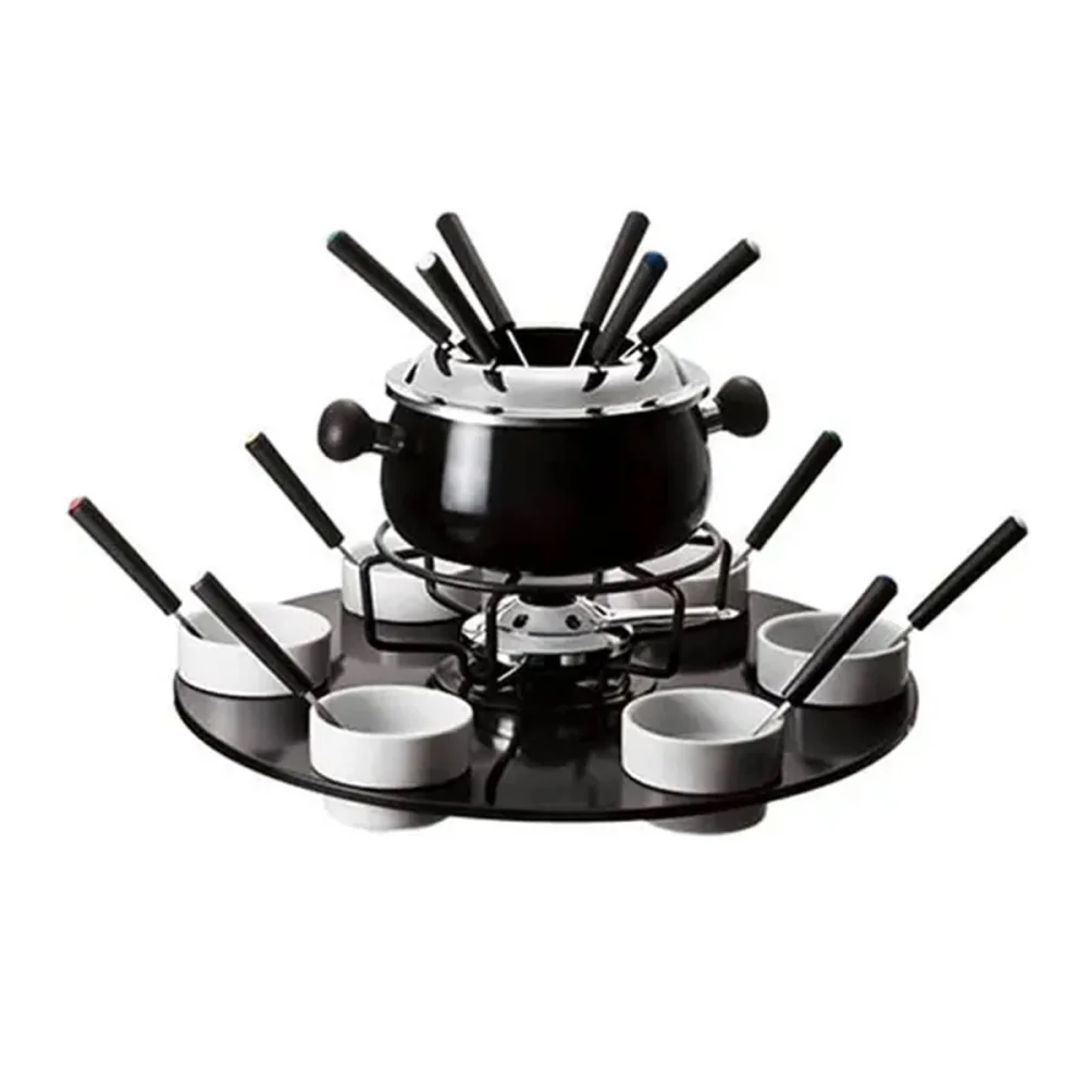 Conjunto Fondue Base Giratória Caçarola 175L com 23 Peç Preto HH7836 Euro