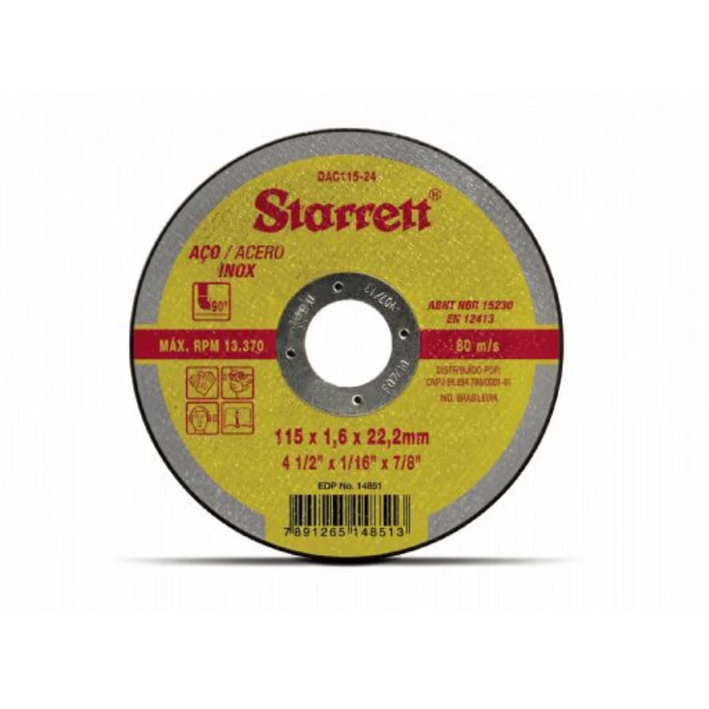 Disco Abrasivo de Corte 115x16x2222mm DAC115-24 Starrett