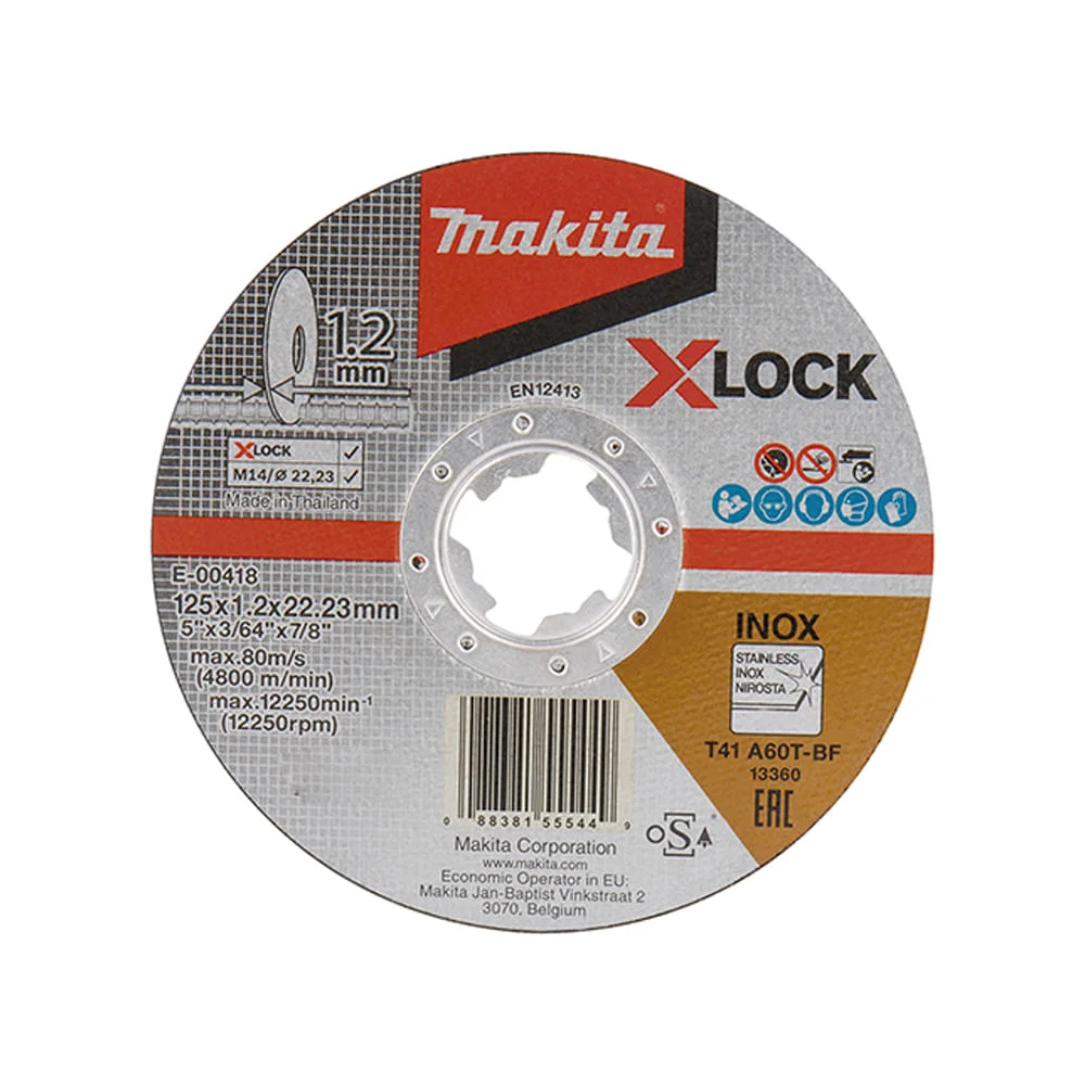 Disco Corte Fino X-Lock 125X1.2X22.23mm para Inox E-00418 Makita