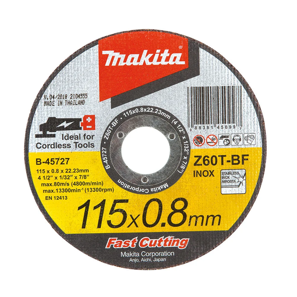 Disco de Corte Abrasivo Fast Cutting 115x0.8x2223mm B-45727 Makita