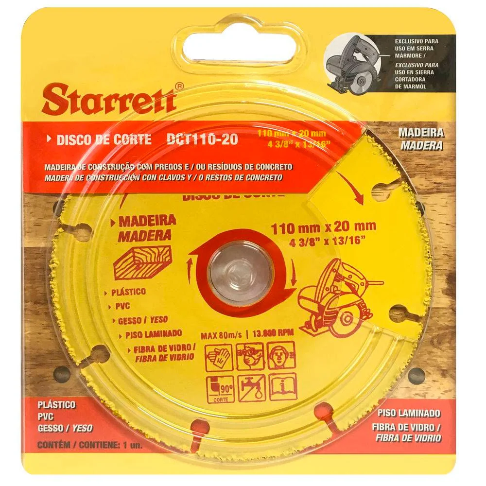 Disco de Corte de Tungstênio 110x20mm DCT110-20 Starrett