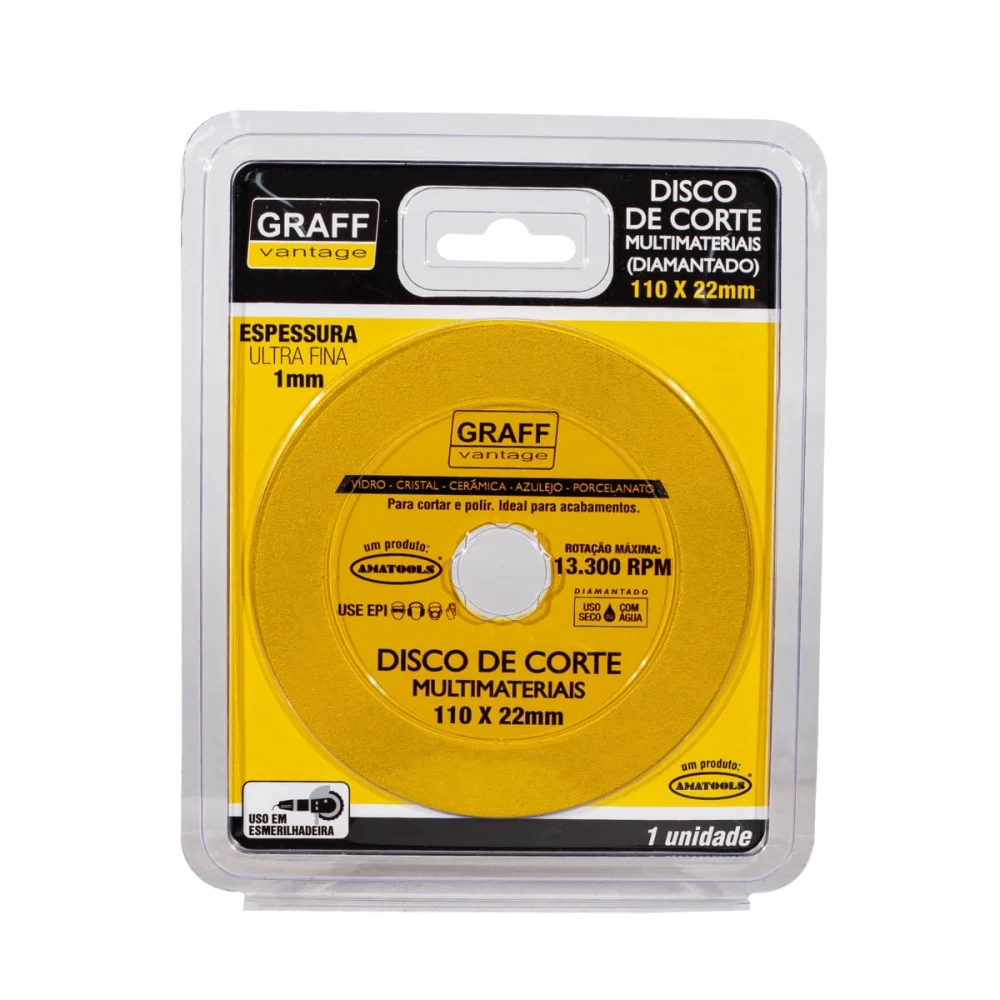 Disco de Corte Diamantado 110x22mm Multimateriais Graff Vantage
