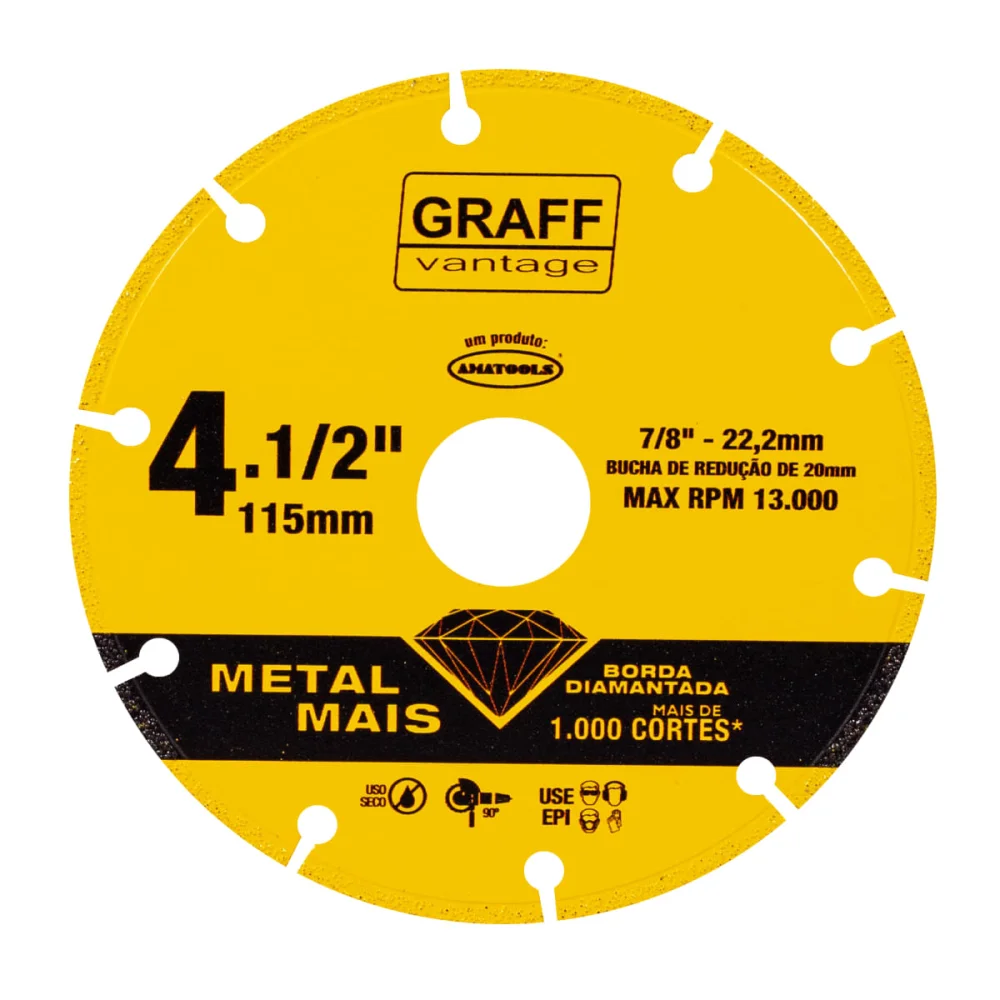 Disco de Corte Diamantado 115x22.2mm Metal Mais Graff Vantage